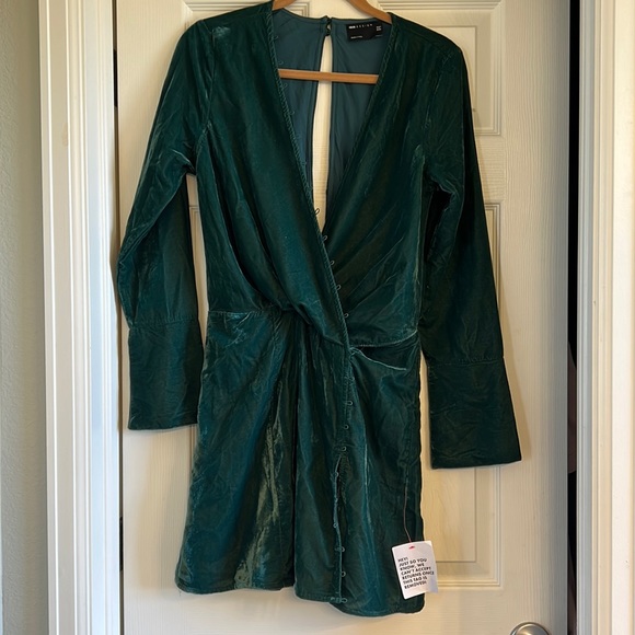 ASOS Dresses & Skirts - ASOS Green Velvet Wrap Dress